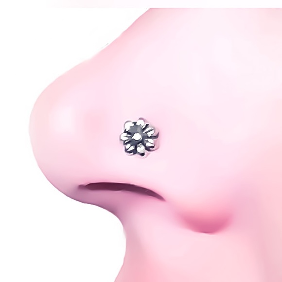 925 Sterling Silver Daisy Flower Nose Ring &/or Helix Tragus Cartilage Earring - Picture 3 of 8